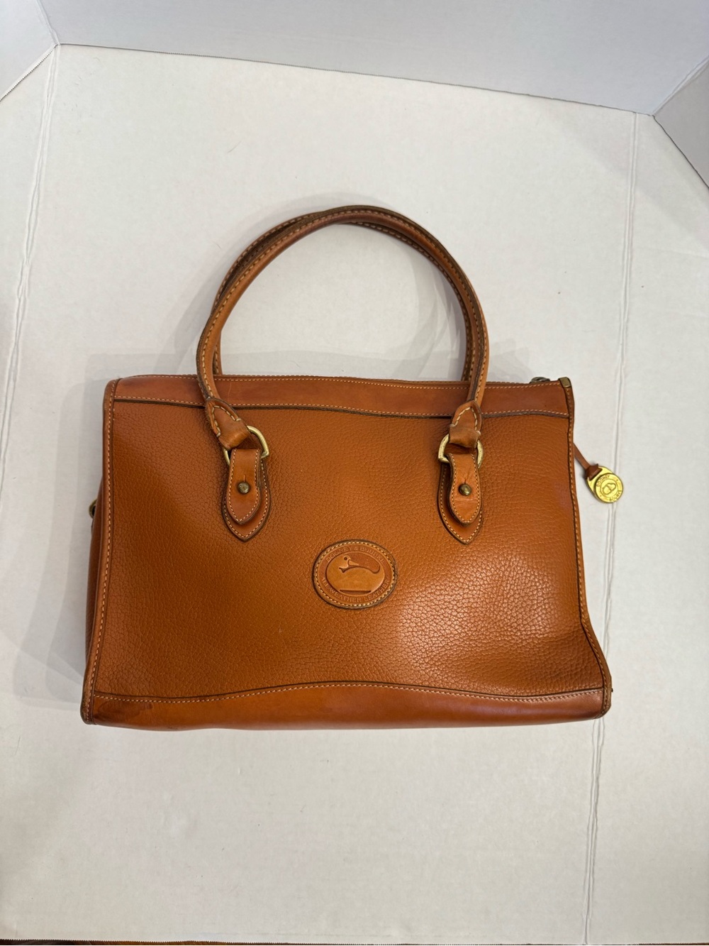 Vintage DOONEY & BOURKE Pebble British Tan Vachetta Leather Satchel Bag USA